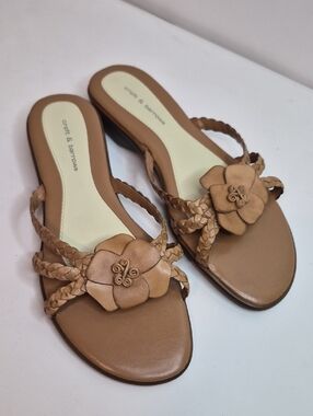 croft & barrow Women's Tan Braided Floral Slide Sandals Size 8.5